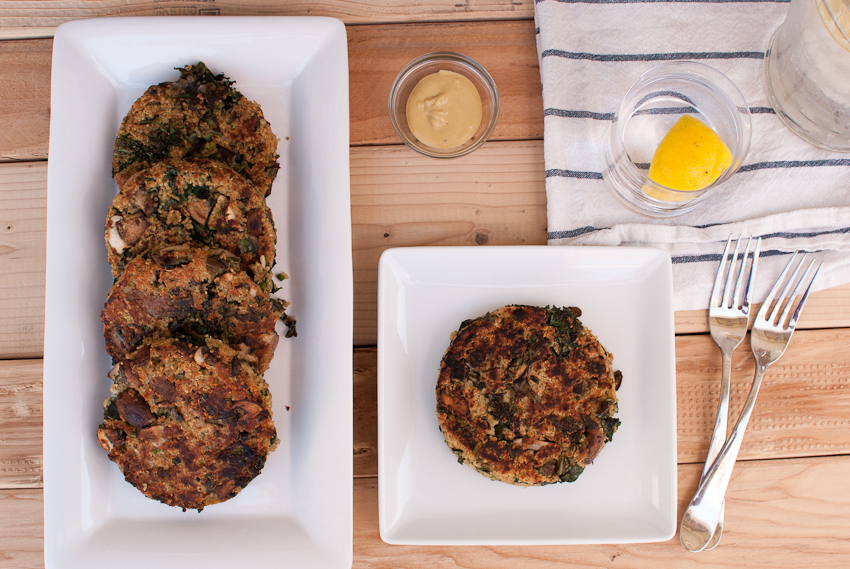 Quinoa, Kale, and Mushroom Burgers