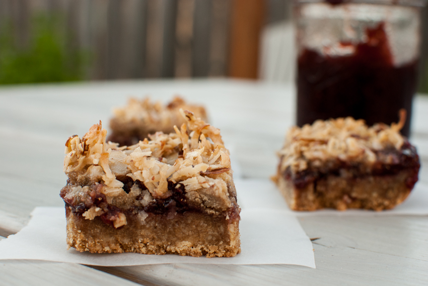 raspberry coconut gluten free bars