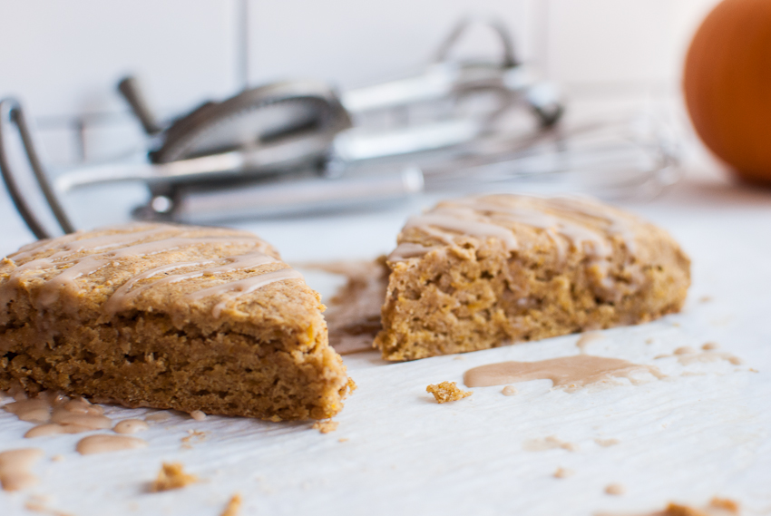 Pumpkin Scones with a Maple Glaze