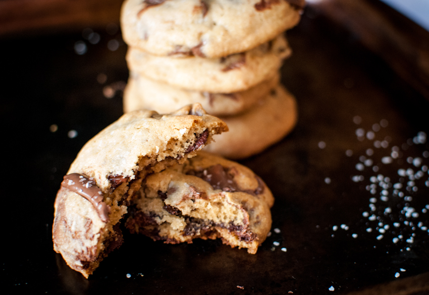 nutella filled chocolate chip cookies