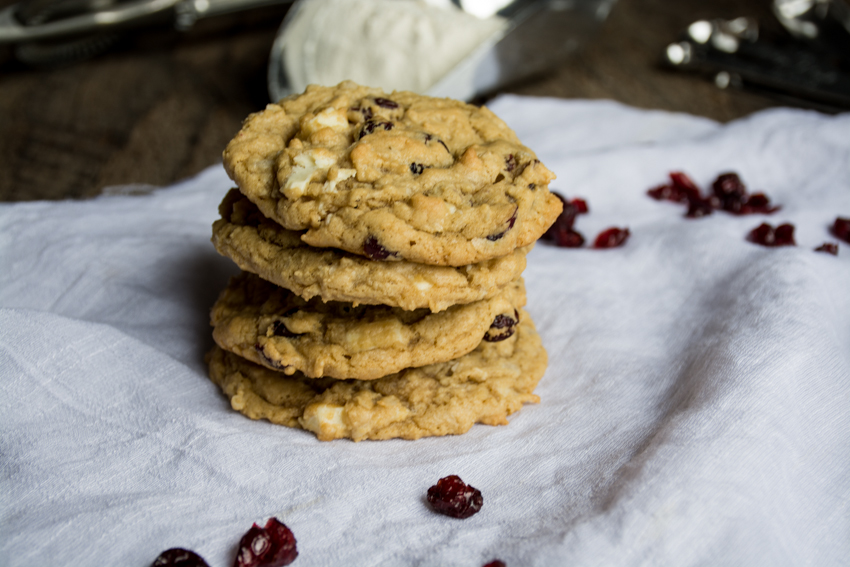 white chocolate, cranberry, coconut cookies