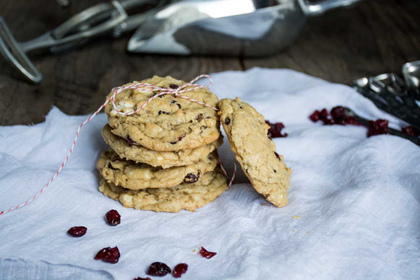 white chocolate, cranberry, coconut cookies