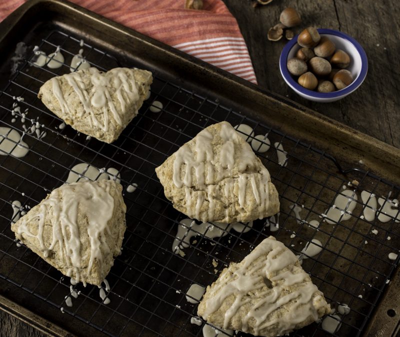 Hazelnut Maple Glazed Scones