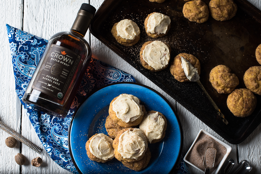 Chai Snickerdoodle Cookies with Bourbon Maple Frosting